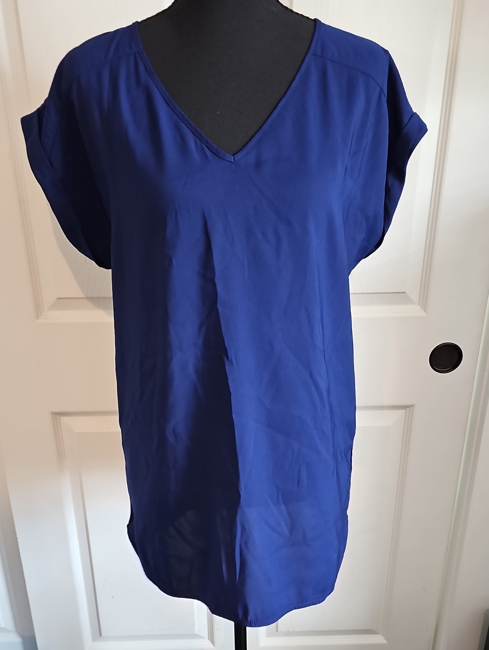 Express Women's V-Neck Short Sleeve Tunic - Royal Blue